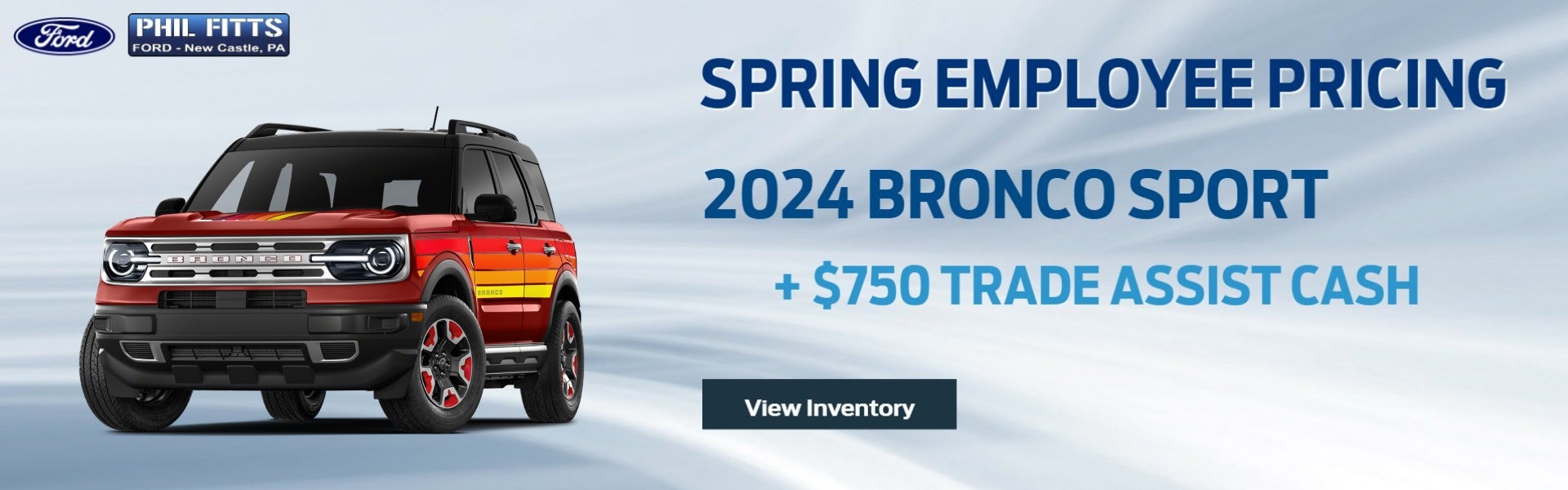 Red striped Bronco on blue and white background